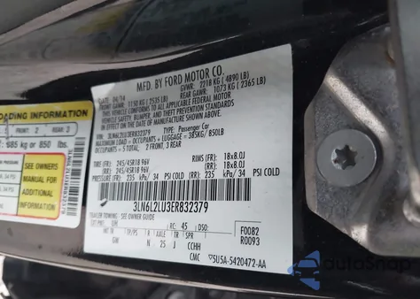 2014 Lincoln Mkz Hybrid from USA, damaged, VIN 3LN6L2LU3ER832379
